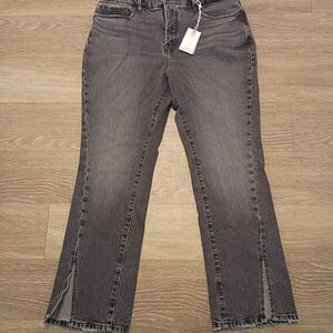 Good American Gray Straight Leg Jeans